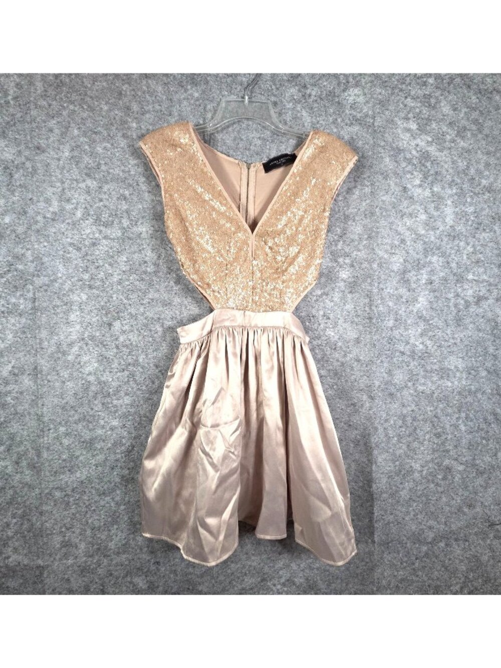 Akira Chicago Black Label Women's Sleeveless Mini Dress Gold Sequin Size S